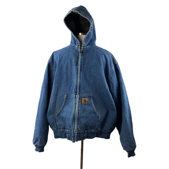 Carhartt Blanket Flannel Lined Hooded Mens Denim Jean Jacket A$AP Asap Rocky - Picture 15 of 16